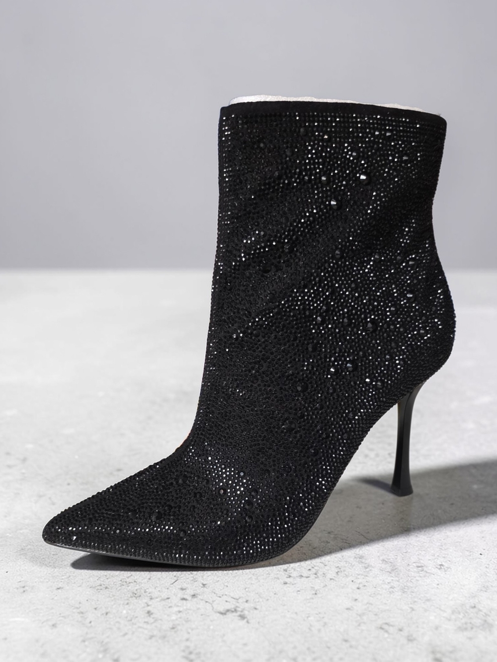 INC International Concepts Black Crystal-Embellished Pointed-Toe Ankle Bootie